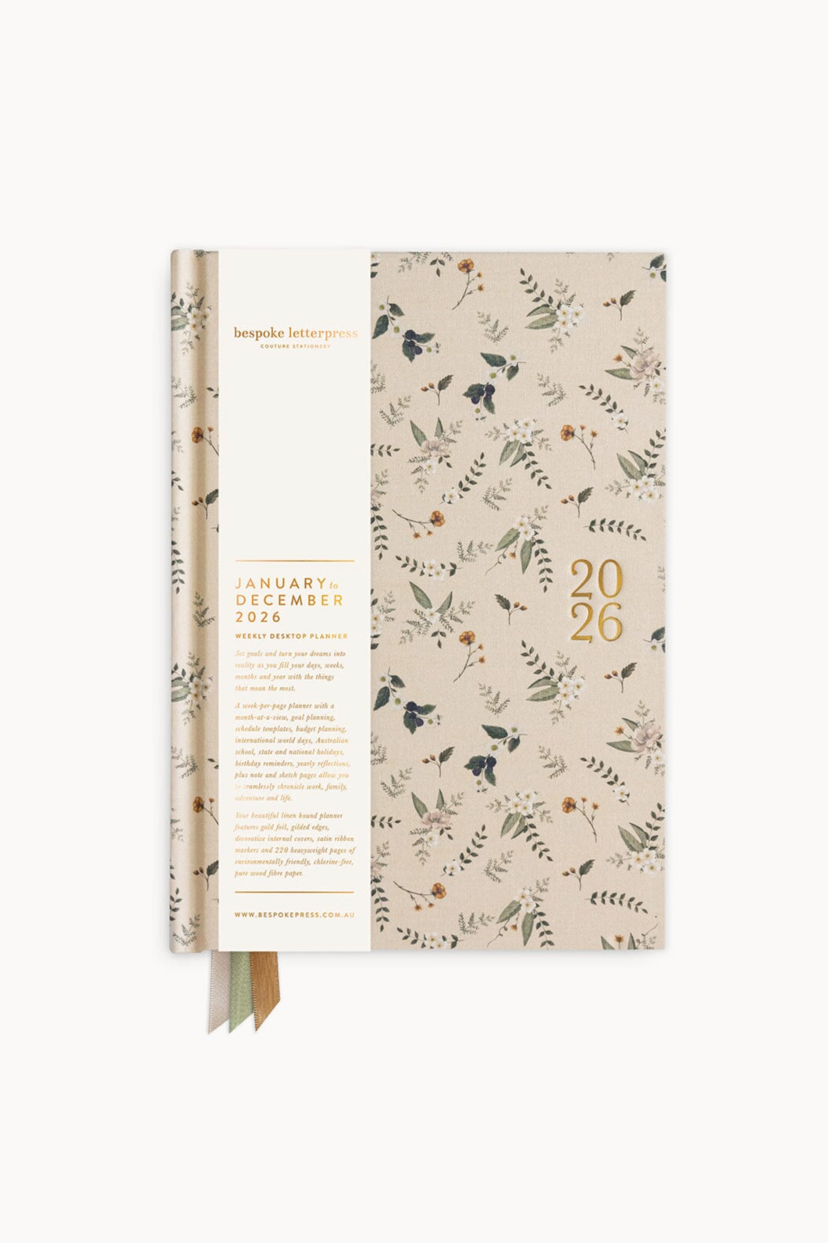 2026 Desktop Linen Bound Planner