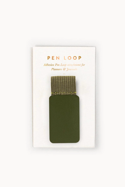 Adhesive Rectangle Pen Loop Olive Green