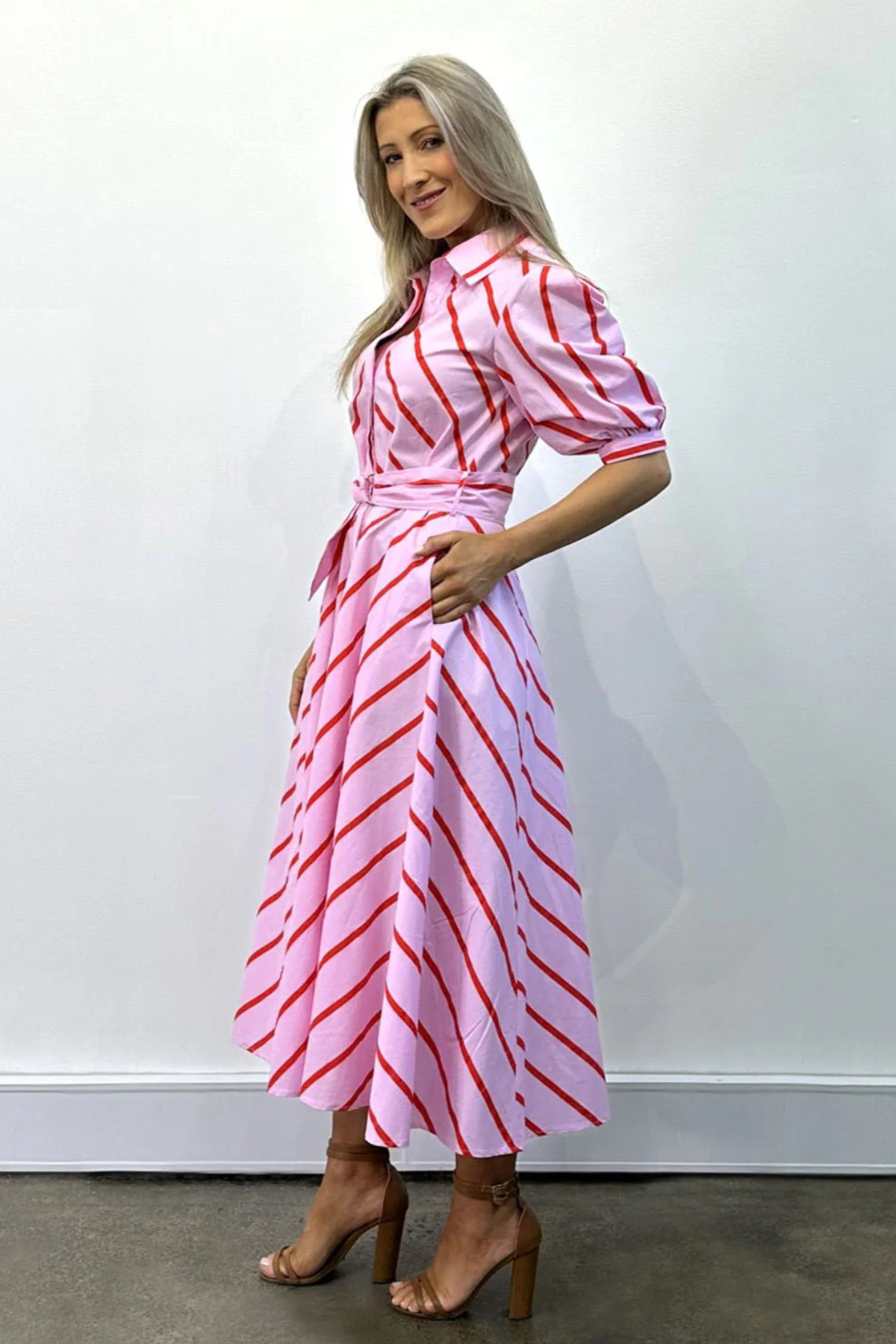 Bianca Dress Pink Stripe