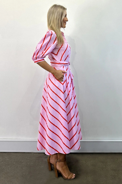 Bianca Dress Pink Stripe