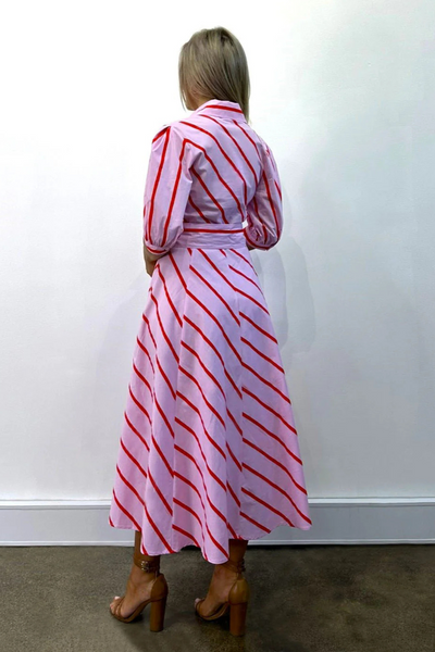 Bianca Dress Pink Stripe