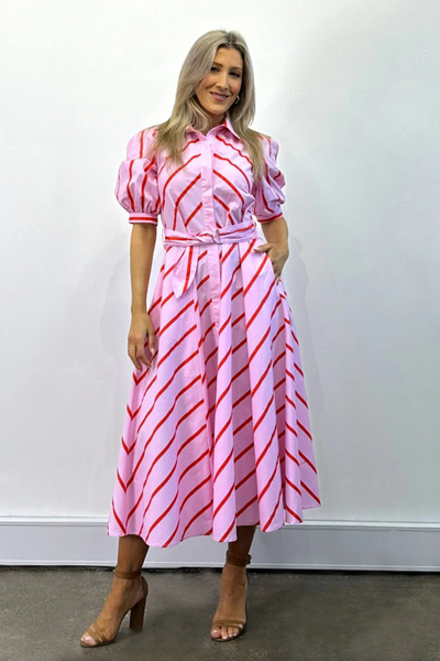 Bianca Dress Pink Stripe