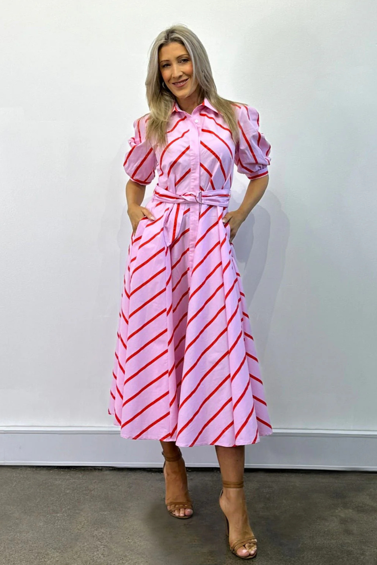 Bianca Dress Pink Stripe