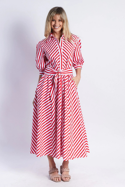 Bianca Dress Red Stripe