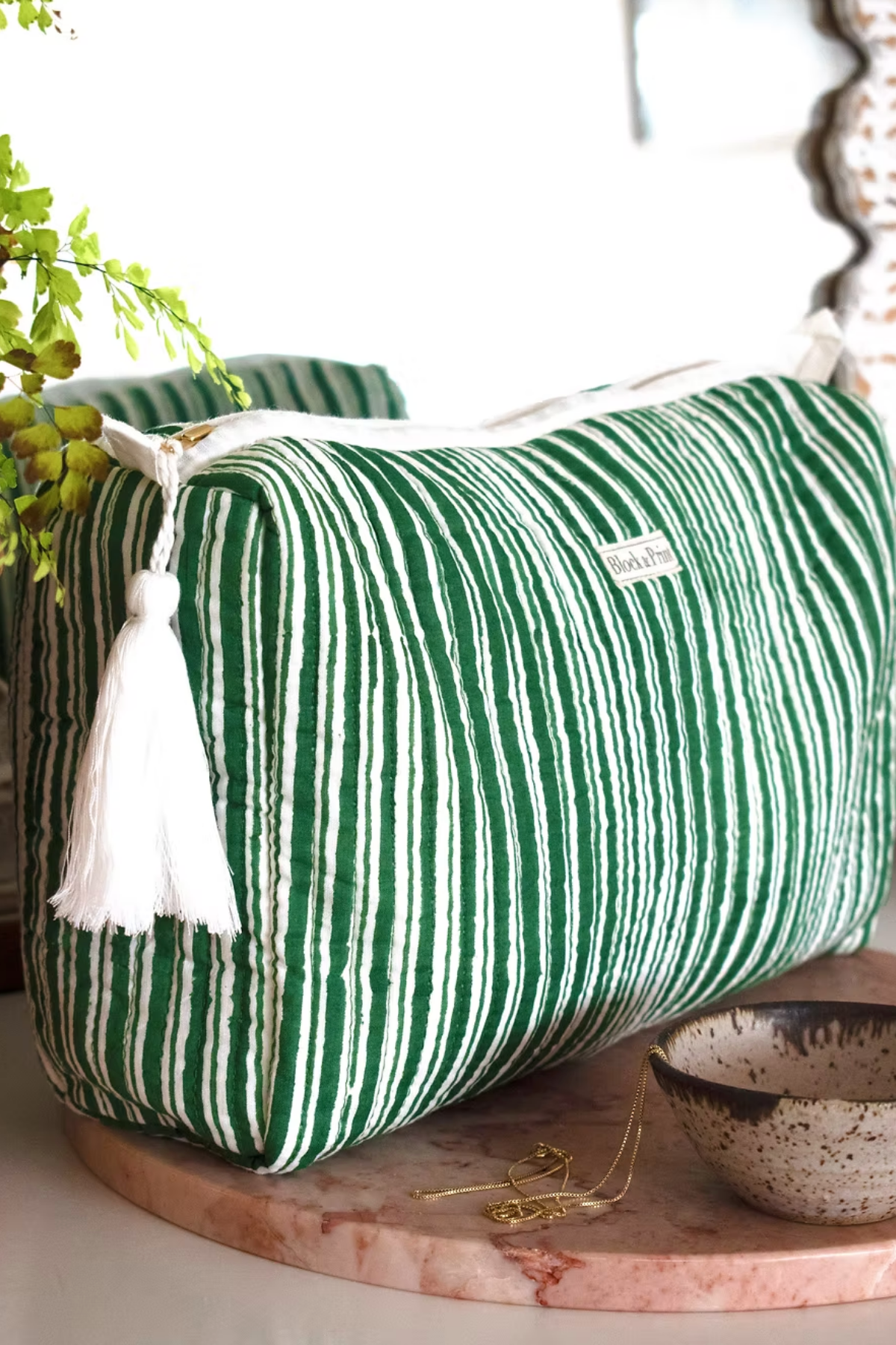 Green Stripe Toiletry Bag