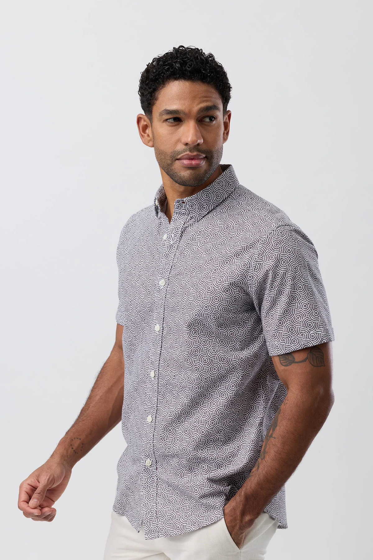 Casual Shirt Short Sleeve Brown