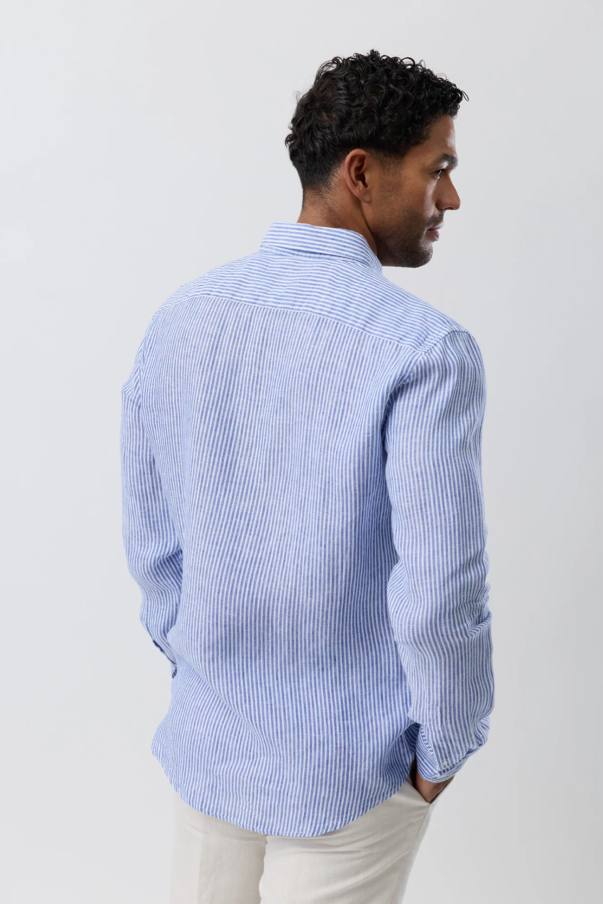 Linen Casual Long Sleeve Blue