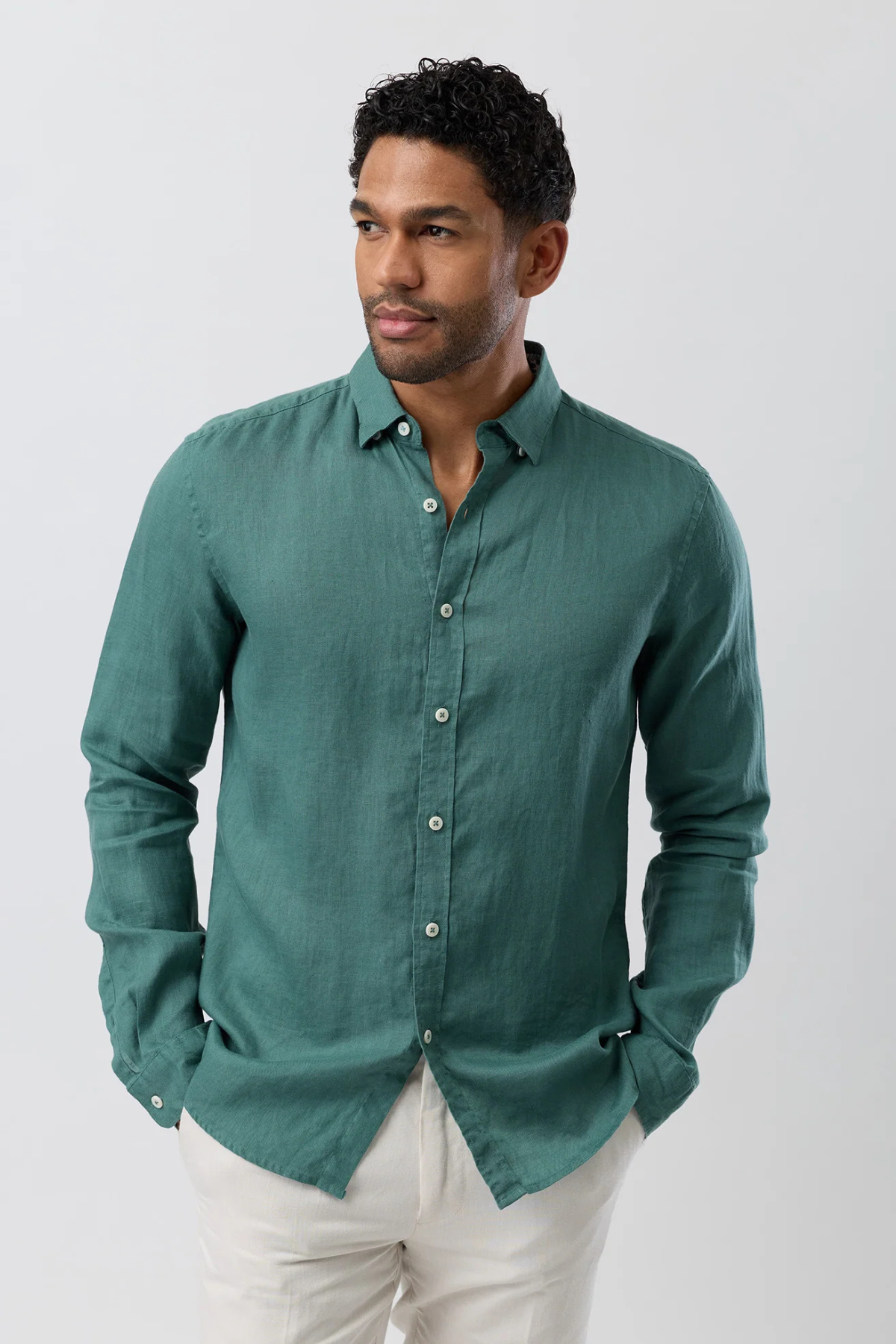 Linen Casual Long Sleeve Green