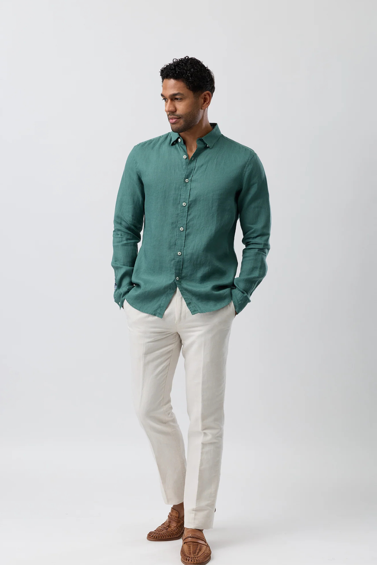 Linen Casual Long Sleeve Green
