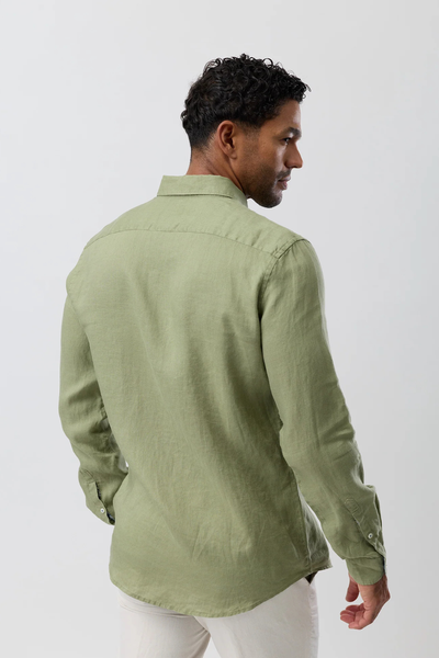 Linen Casual Long Sleeve Shirt Sage