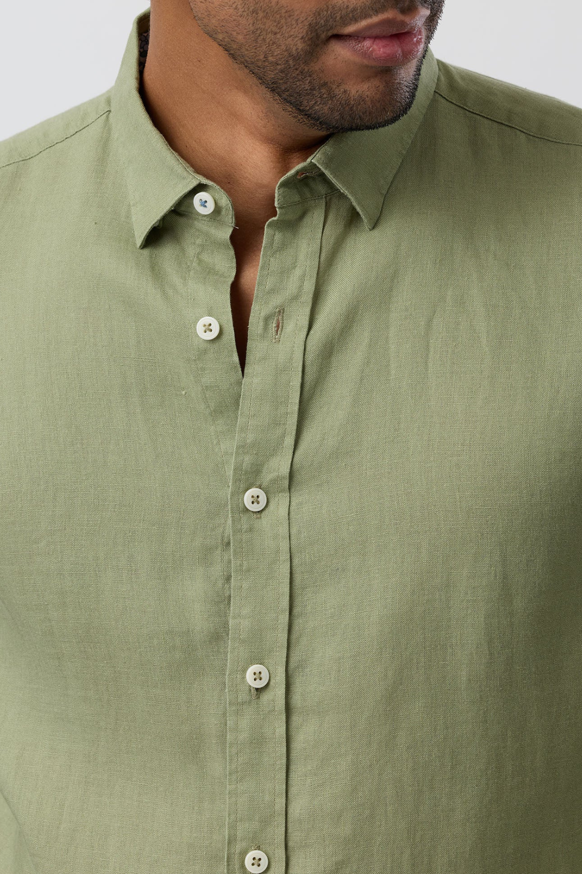 Linen Casual Long Sleeve Shirt Sage