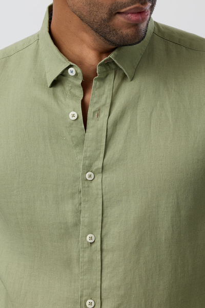 Linen Casual Long Sleeve Shirt Sage