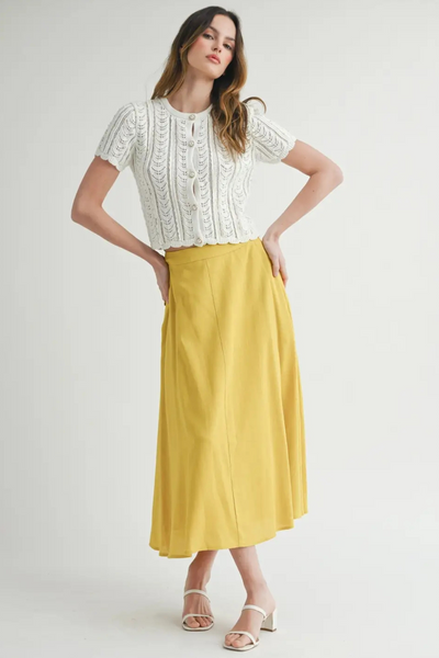 Lace Knit Pearl-Button Cardigan