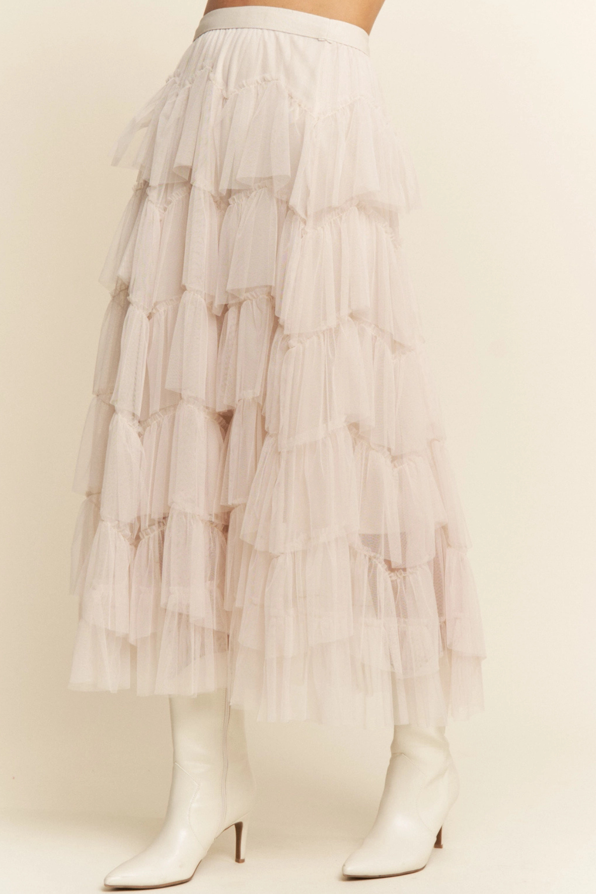 Tiered Ruffle Midi Skirt