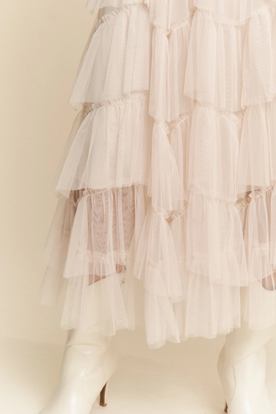 Tiered Ruffle Midi Skirt