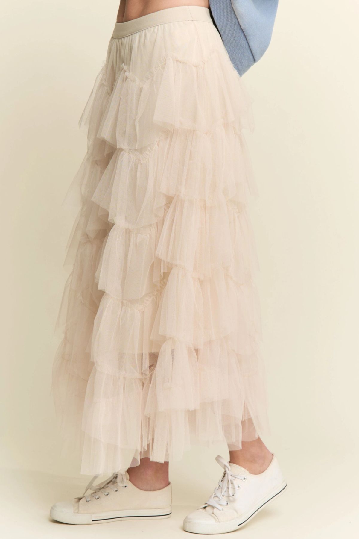 Tiered Ruffle Midi Skirt