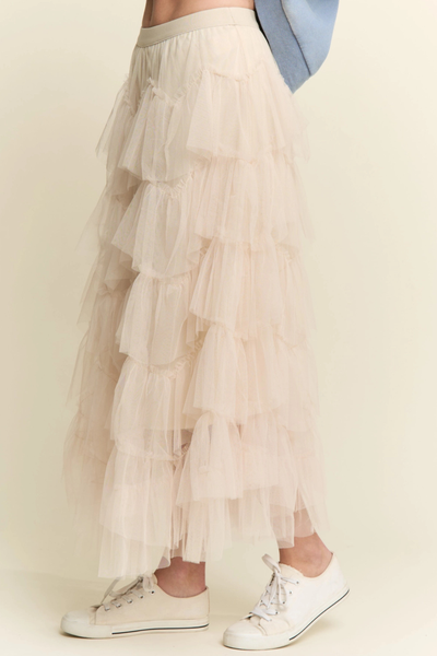 Tiered Ruffle Midi Skirt