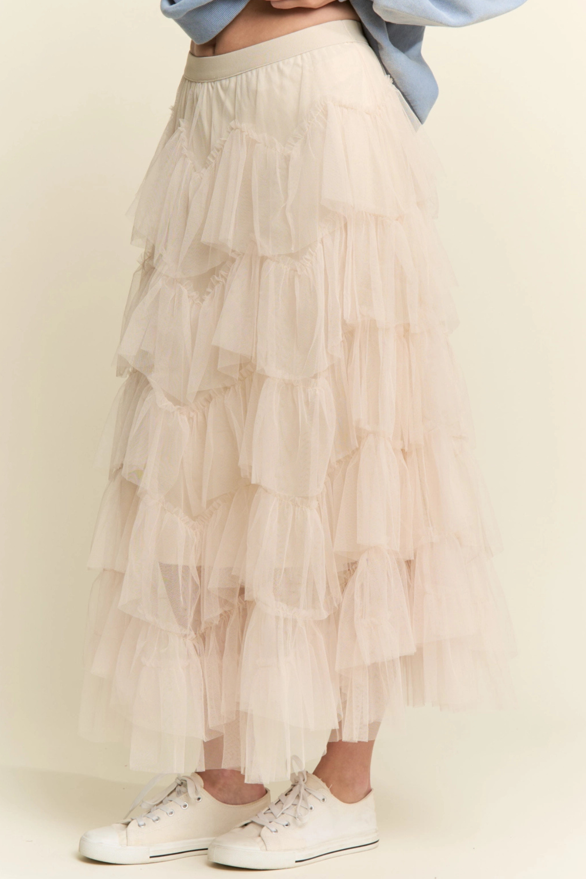 Tiered Ruffle Midi Skirt