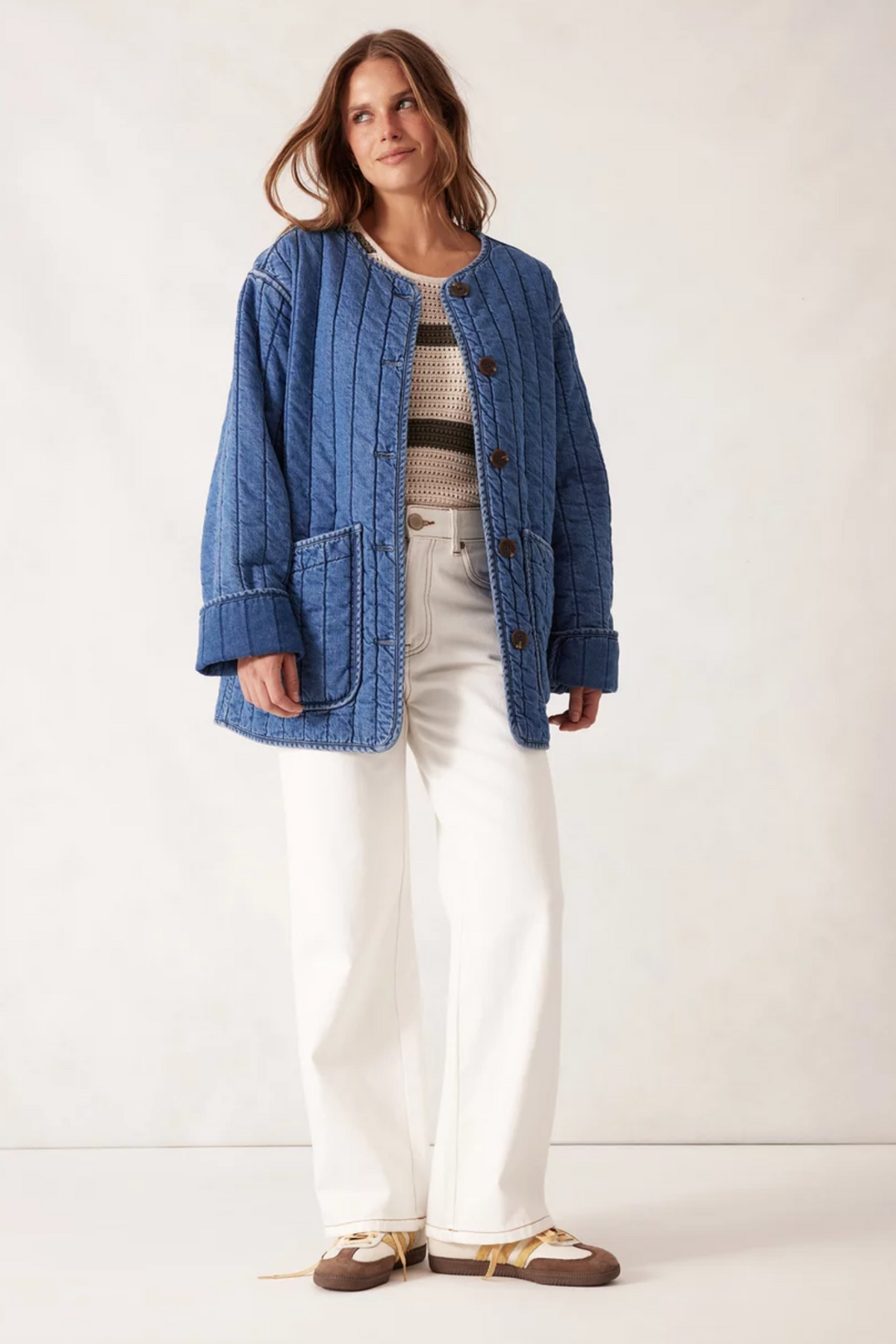 Comfy Quilted Jacket Fresh Indigo