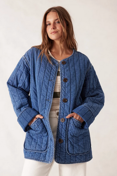Comfy Quilted Jacket Fresh Indigo