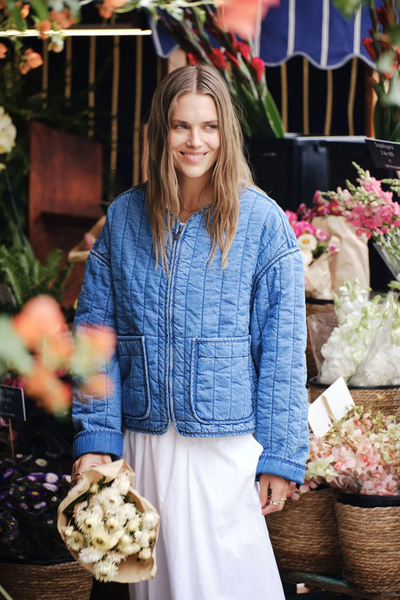 Comfy Quilted Jacket Fresh Indigo
