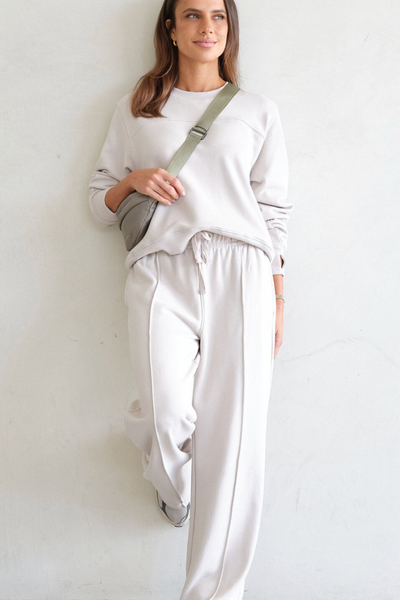 Seamed Fleece Top Almond