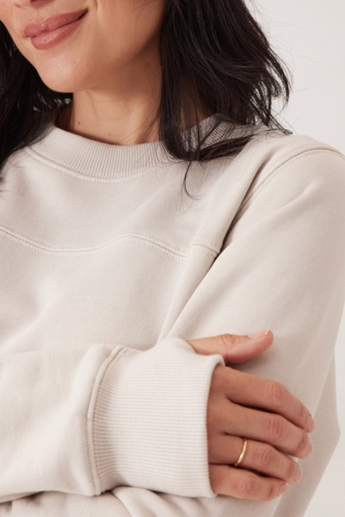 Seamed Fleece Top Almond