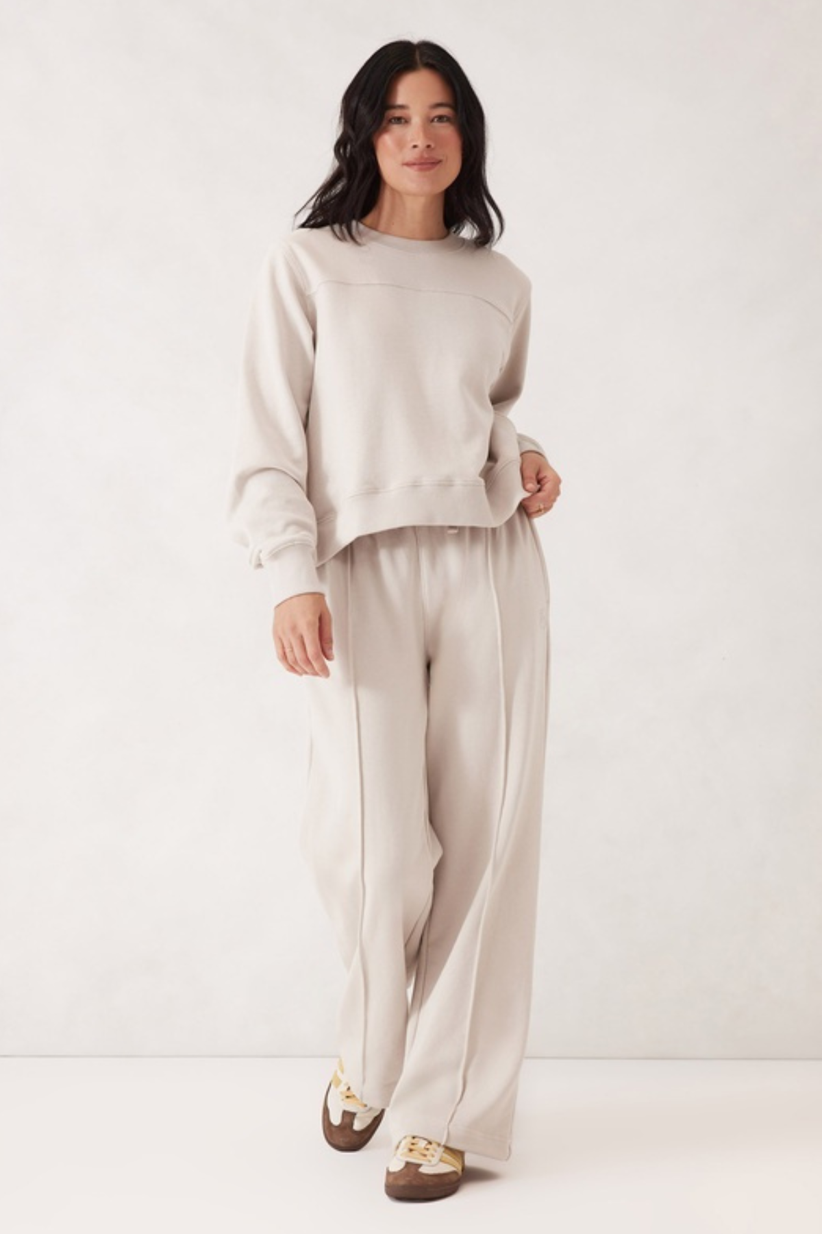 Seamed Fleece Top Almond