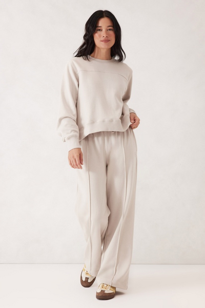 Seamed Fleece Top Almond