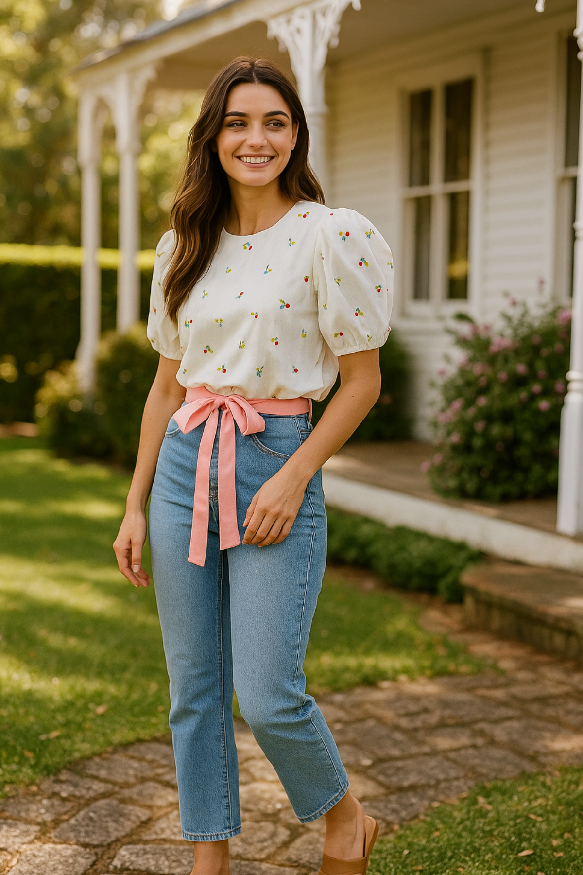 Cherry Cherry Crop Top With Bow