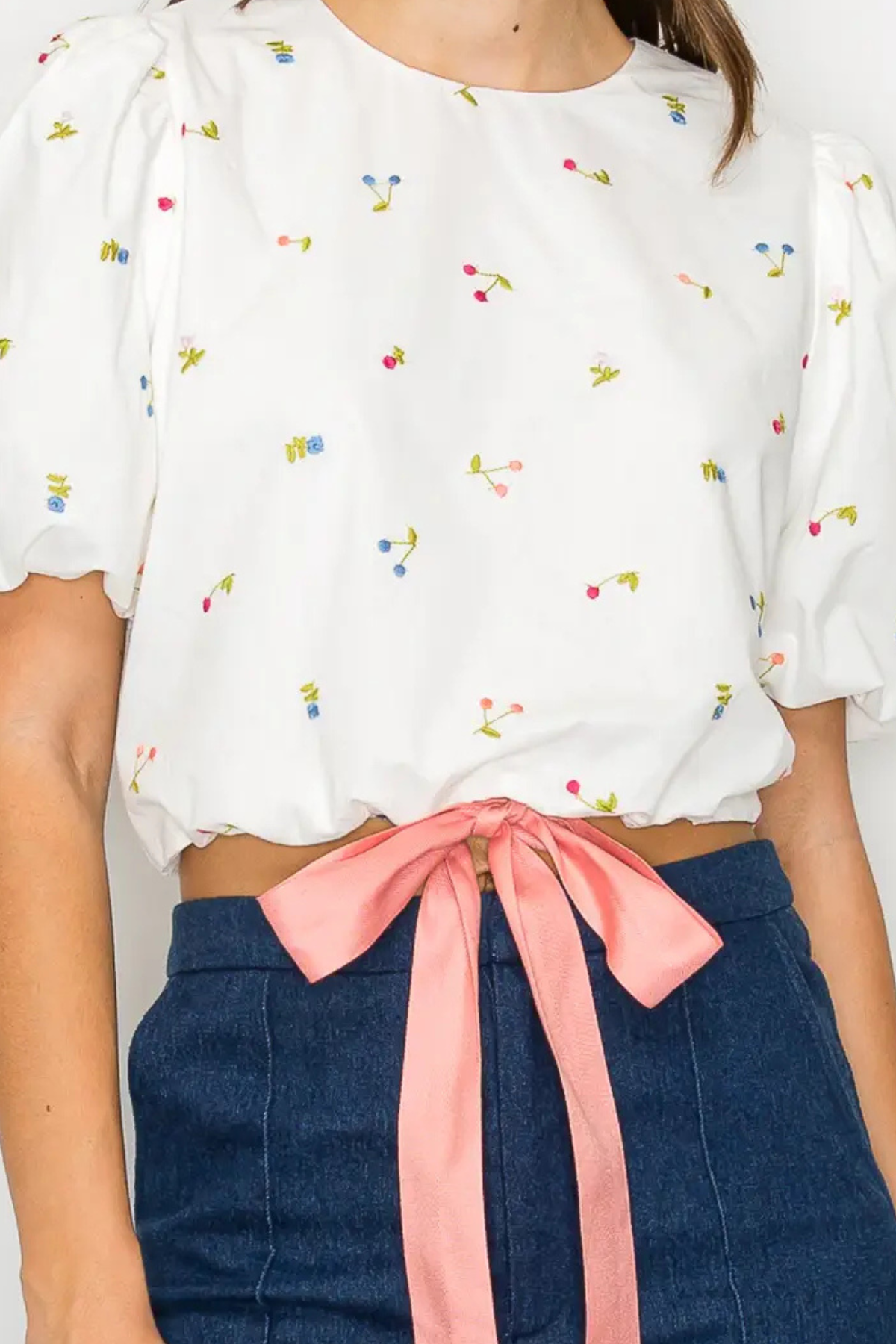 Cherry Cherry Crop Top With Bow