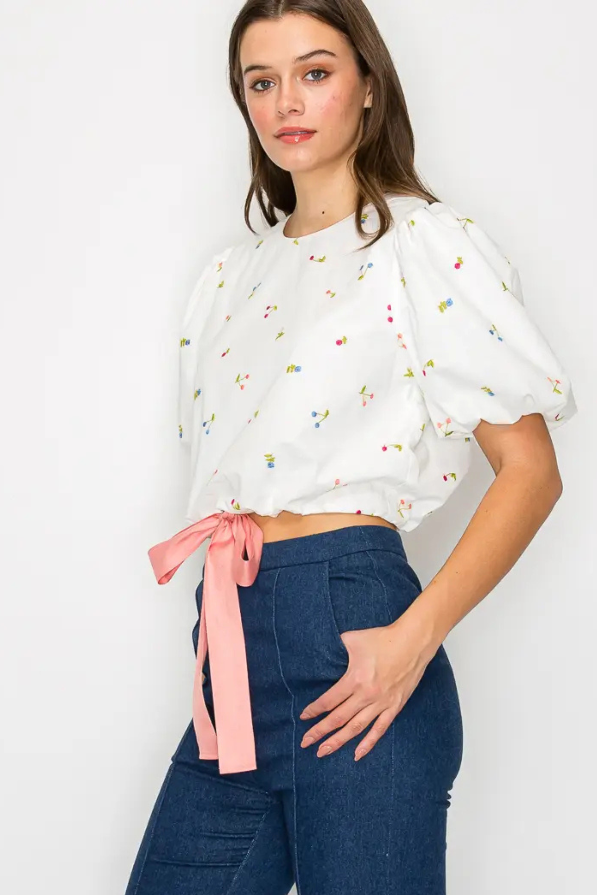 Cherry Cherry Crop Top With Bow