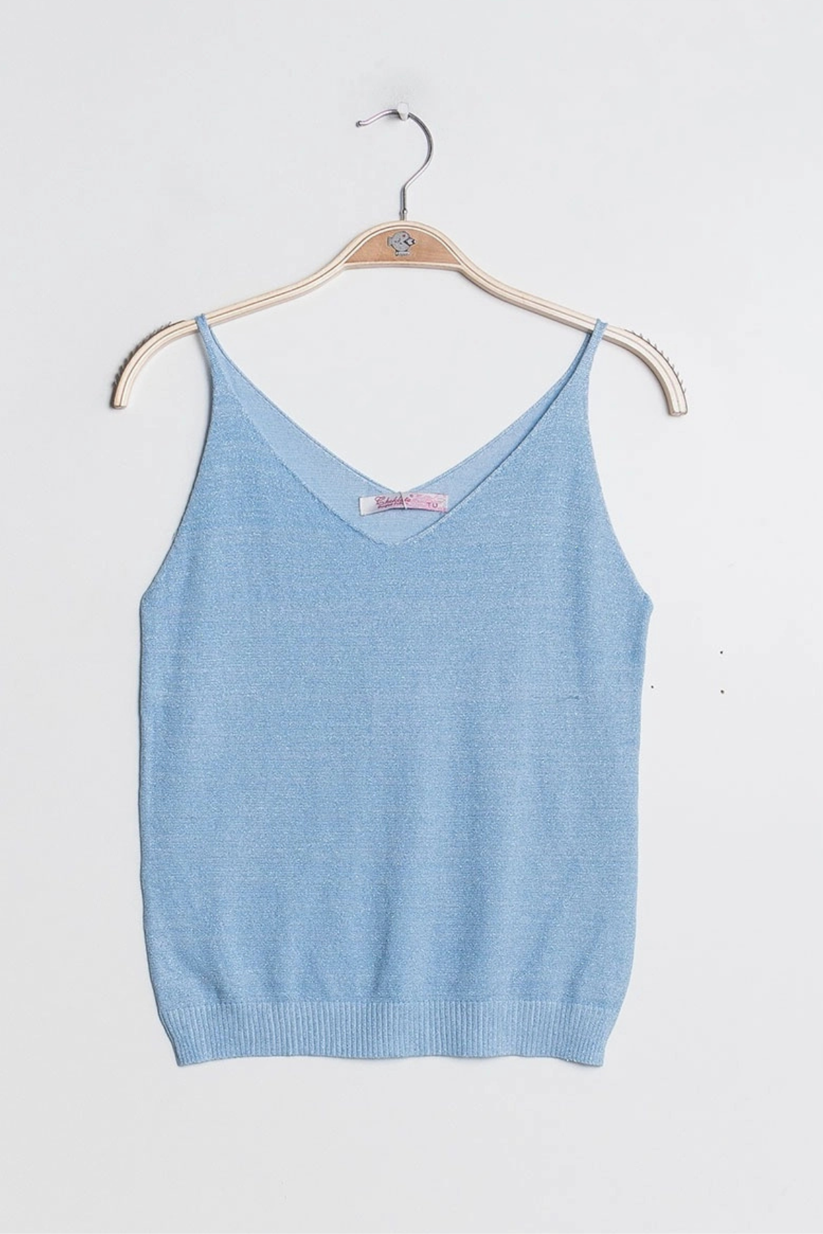 Lurex Cami Tank Top Powder Blue