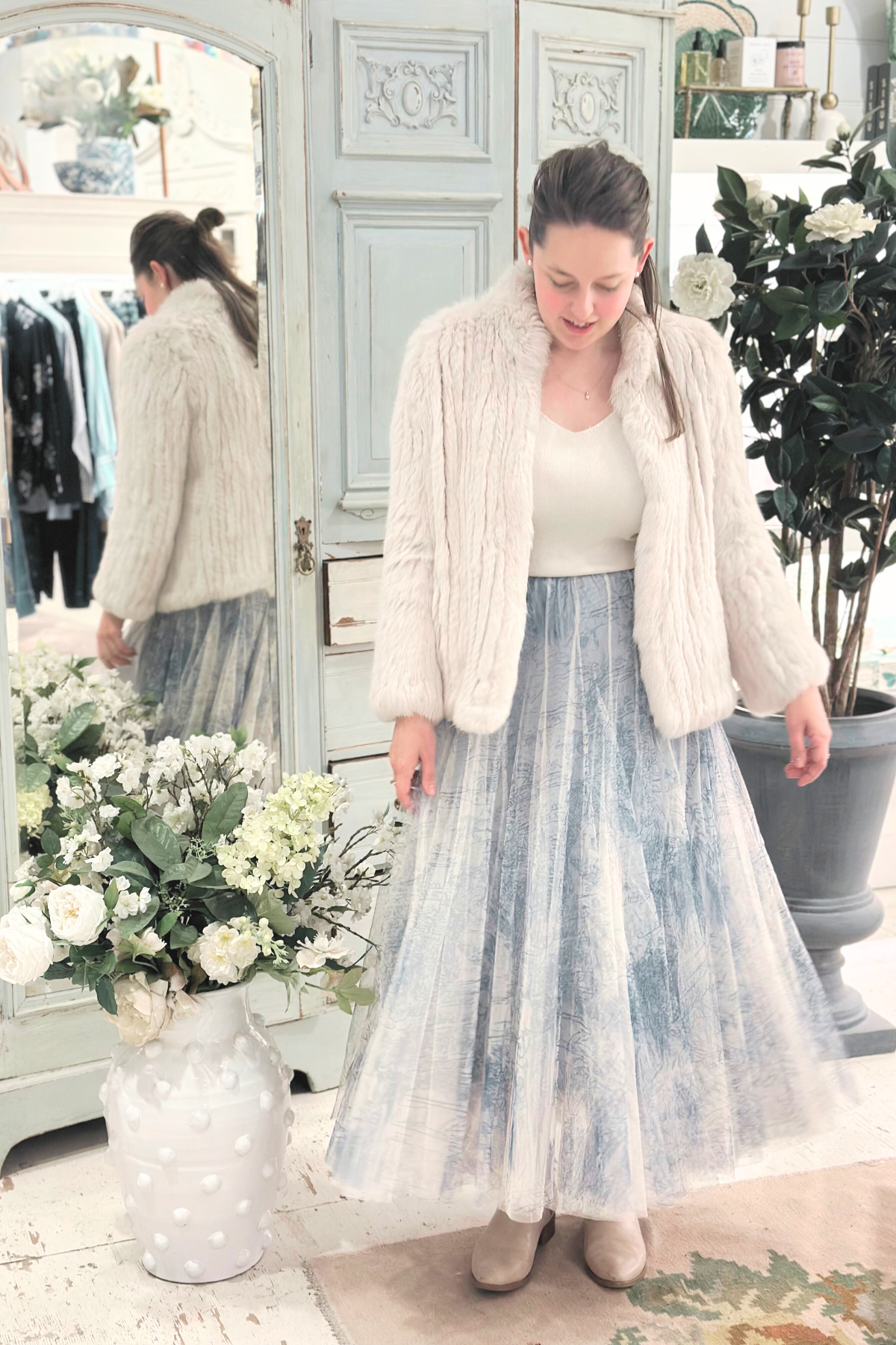 Toile de Jouy Tulle Skirt Sky Blue
