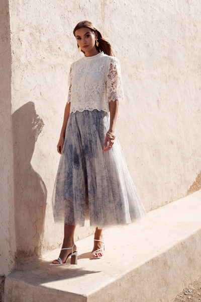 Toile de Jouy Tulle Skirt