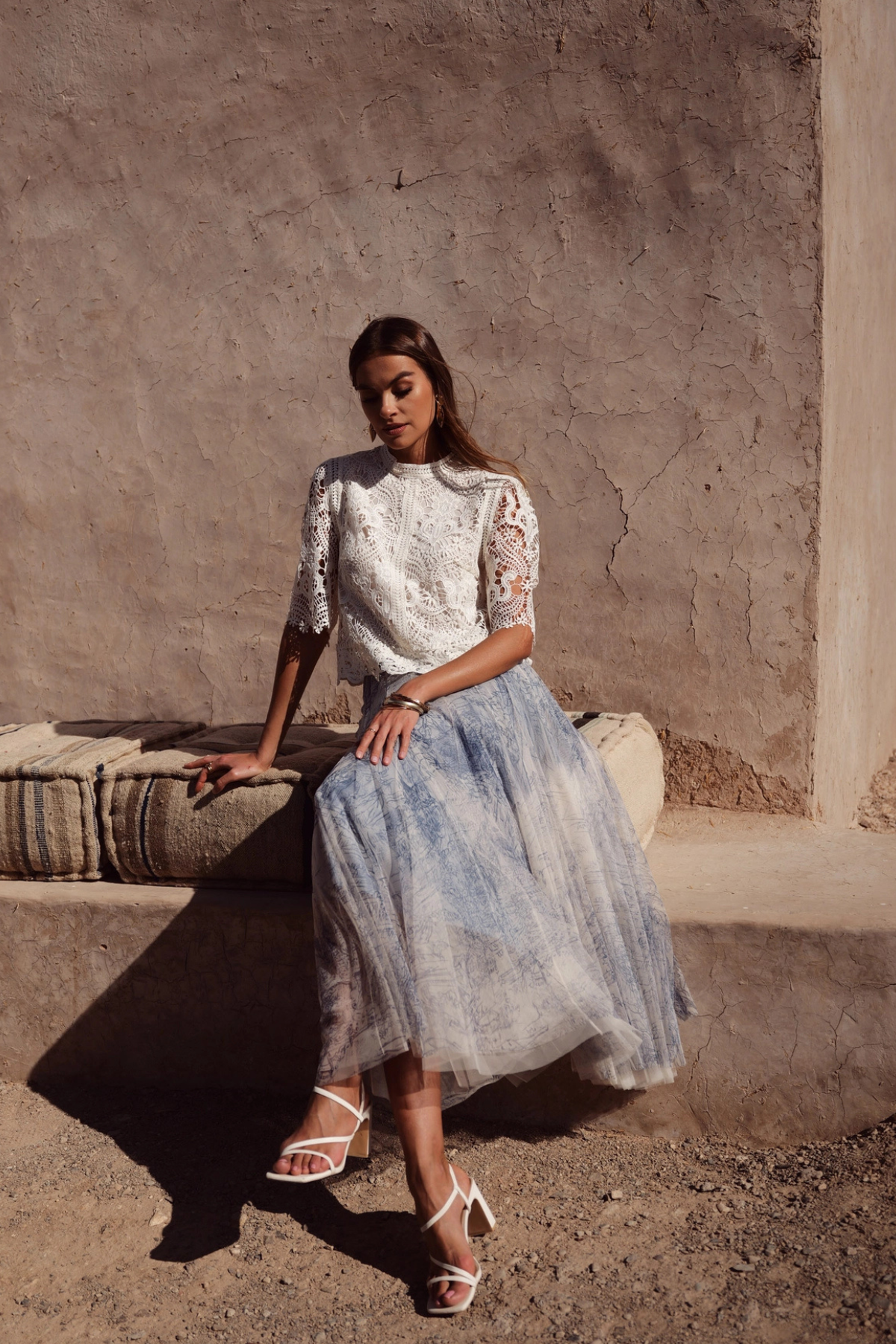 Toile de Jouy Tulle Skirt