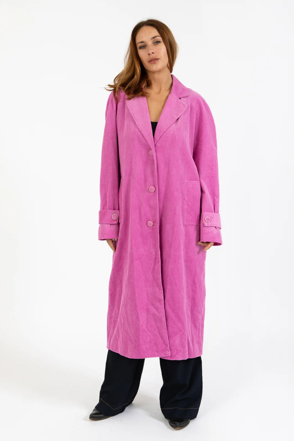 Corduroy Coat Deep Rose