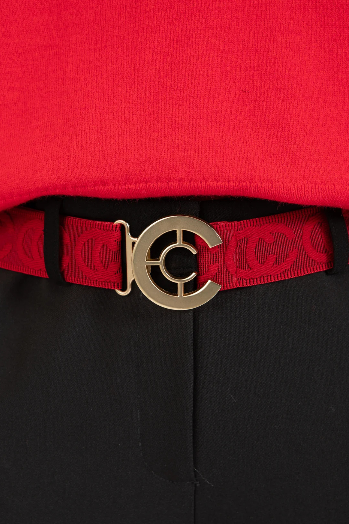 Elastic Logo Belt Scarlet Red