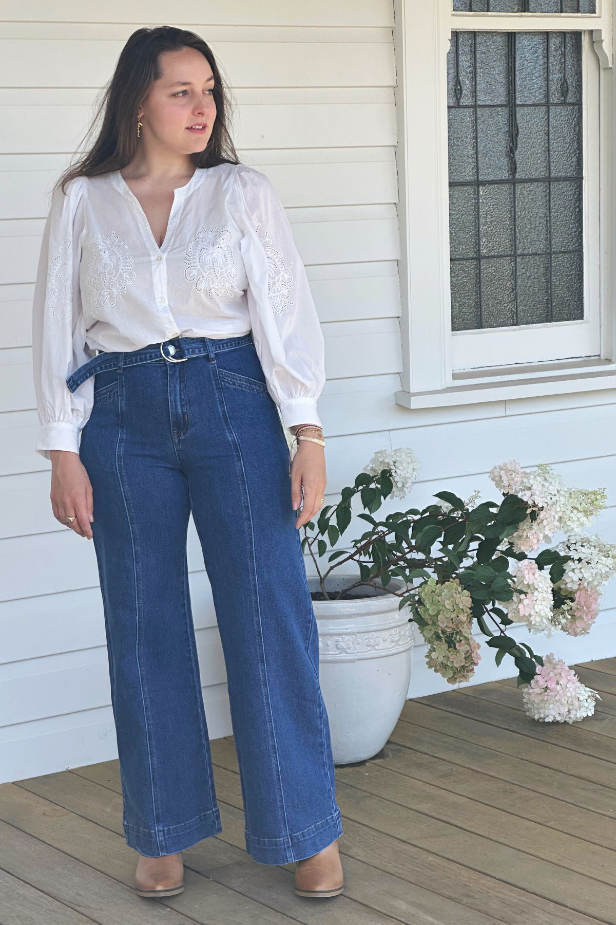 Indiana Belted Jean Mid Blue Wash