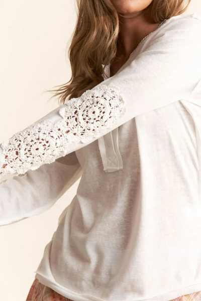 Crochet Henley Longsleeve Tee