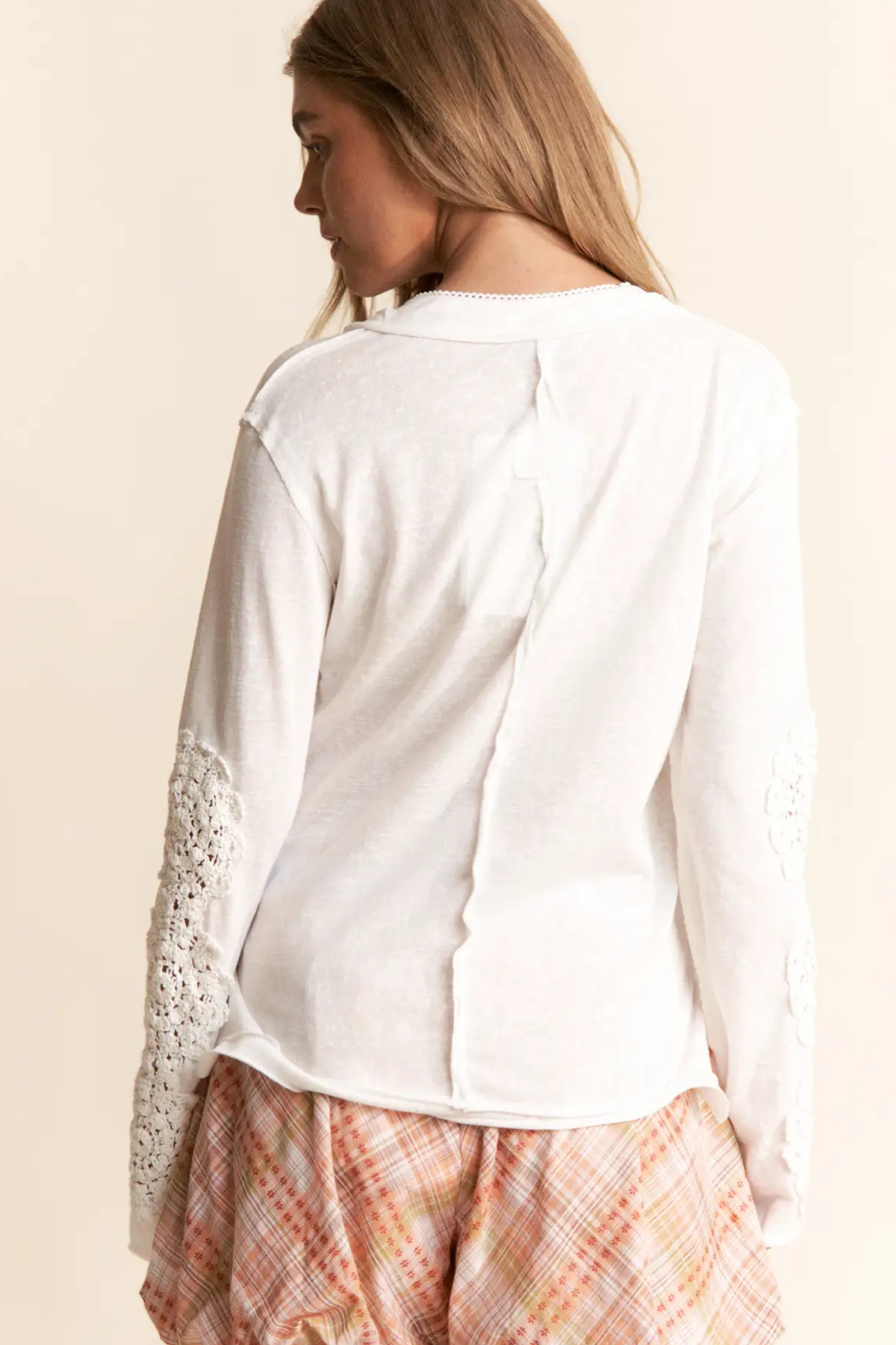 Crochet Henley Longsleeve Tee
