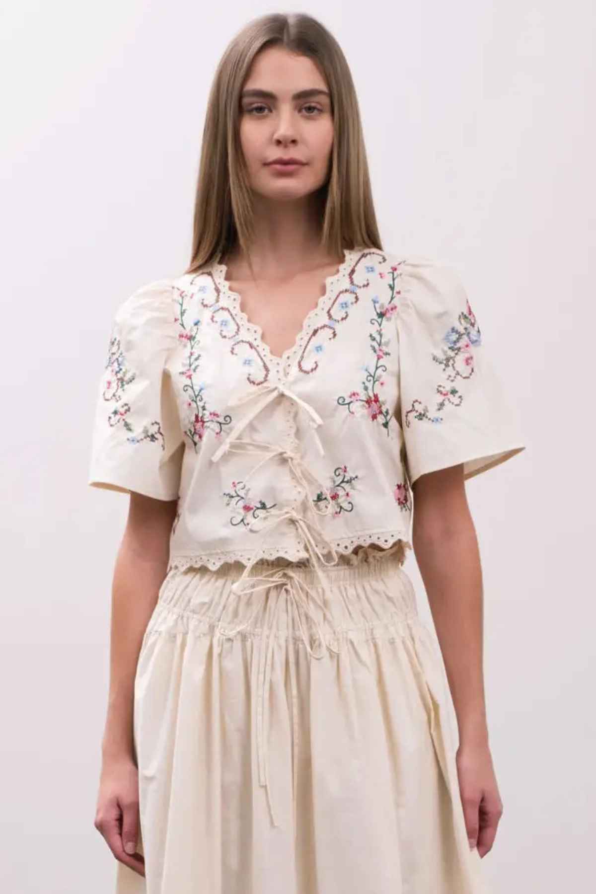Cross Stitch Floral Blouse