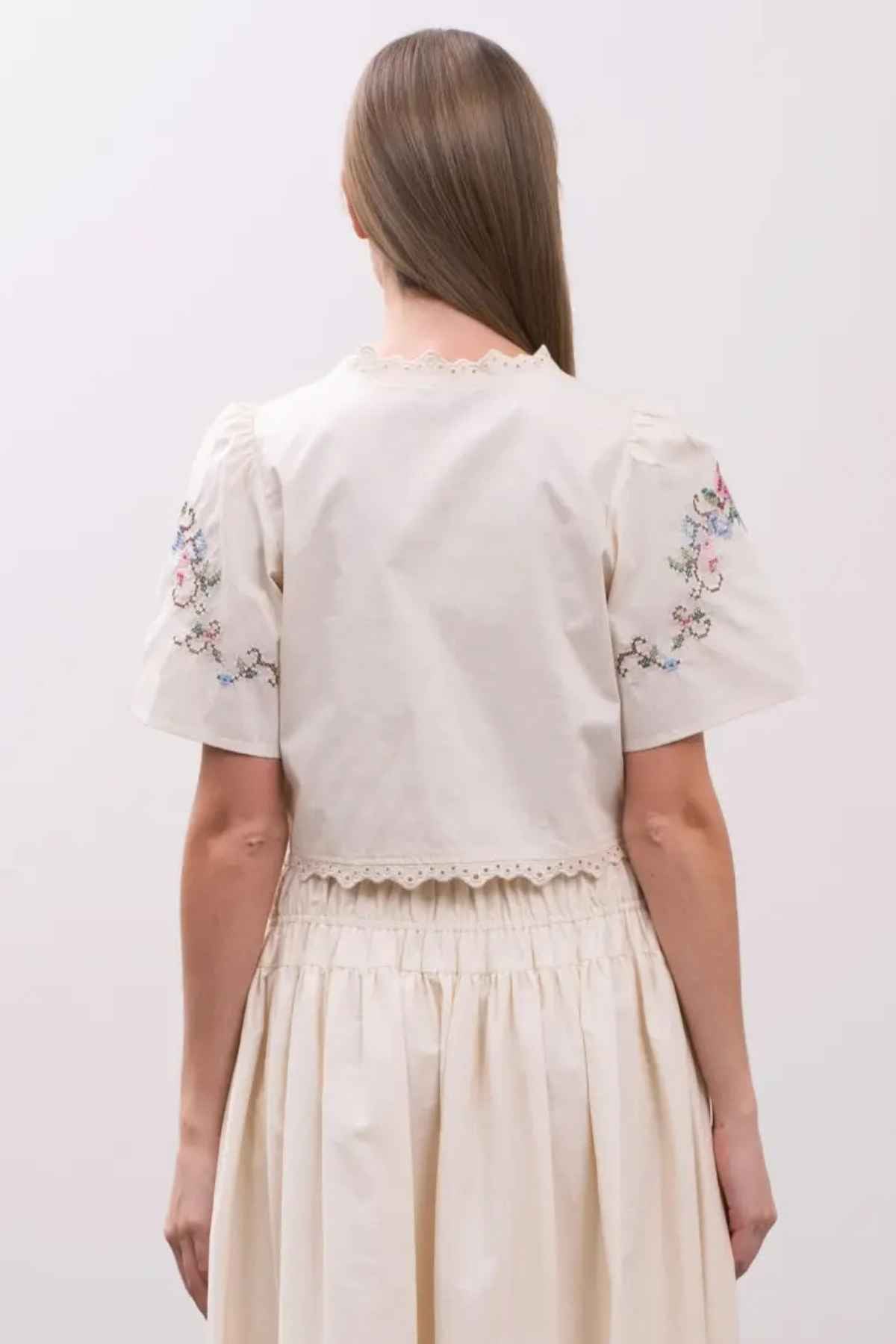 Cross Stitch Floral Blouse
