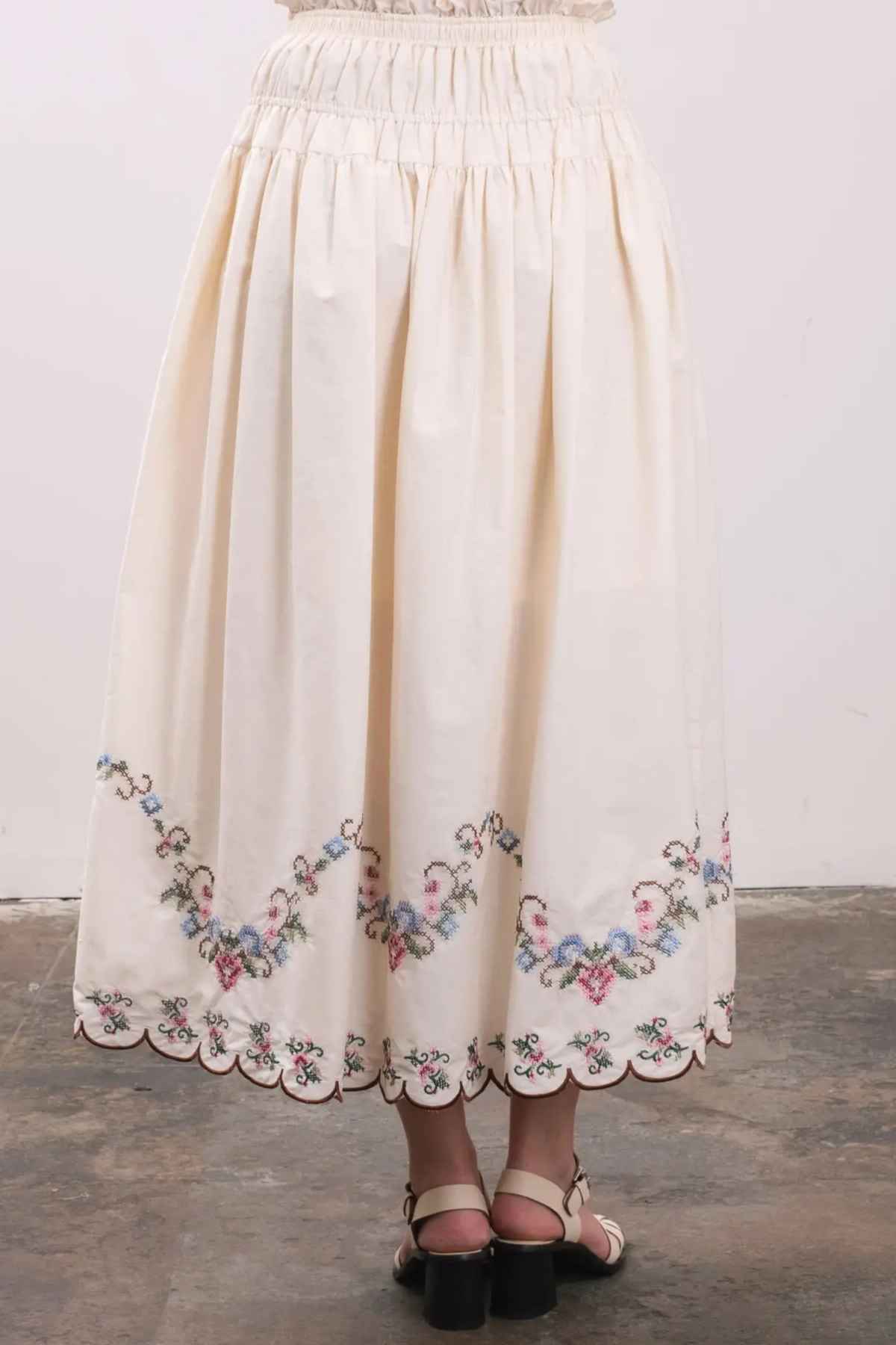 Cross Stitch Floral Skirt