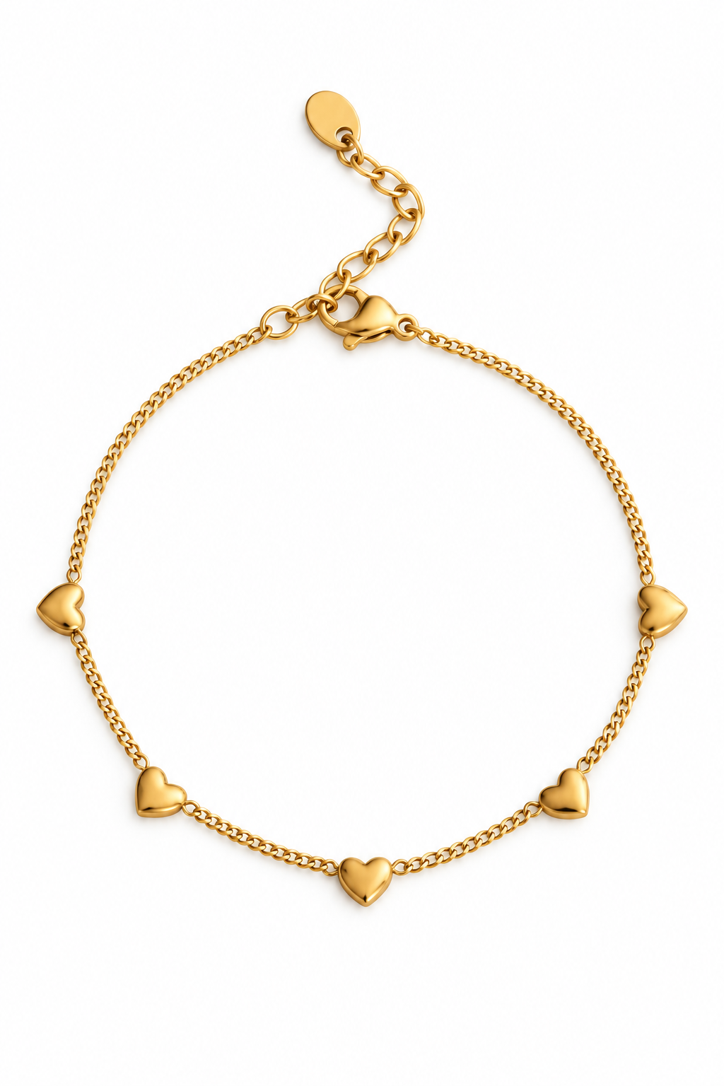 Delicate Bracelet with Hearts Gold