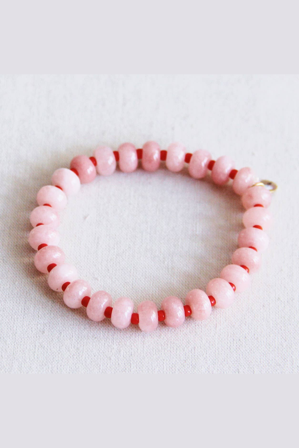 Elastic Gemstones Bracelet Pink Red