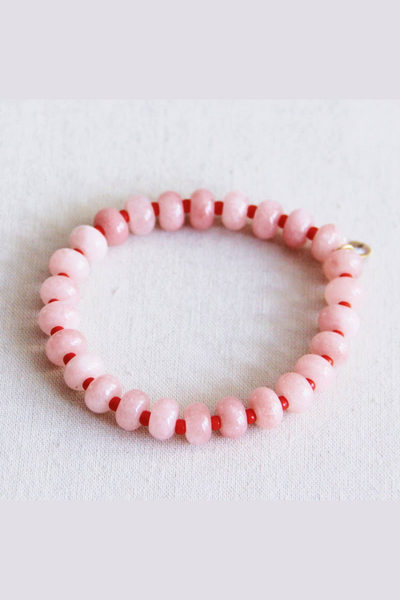Elastic Gemstones Bracelet Pink Red