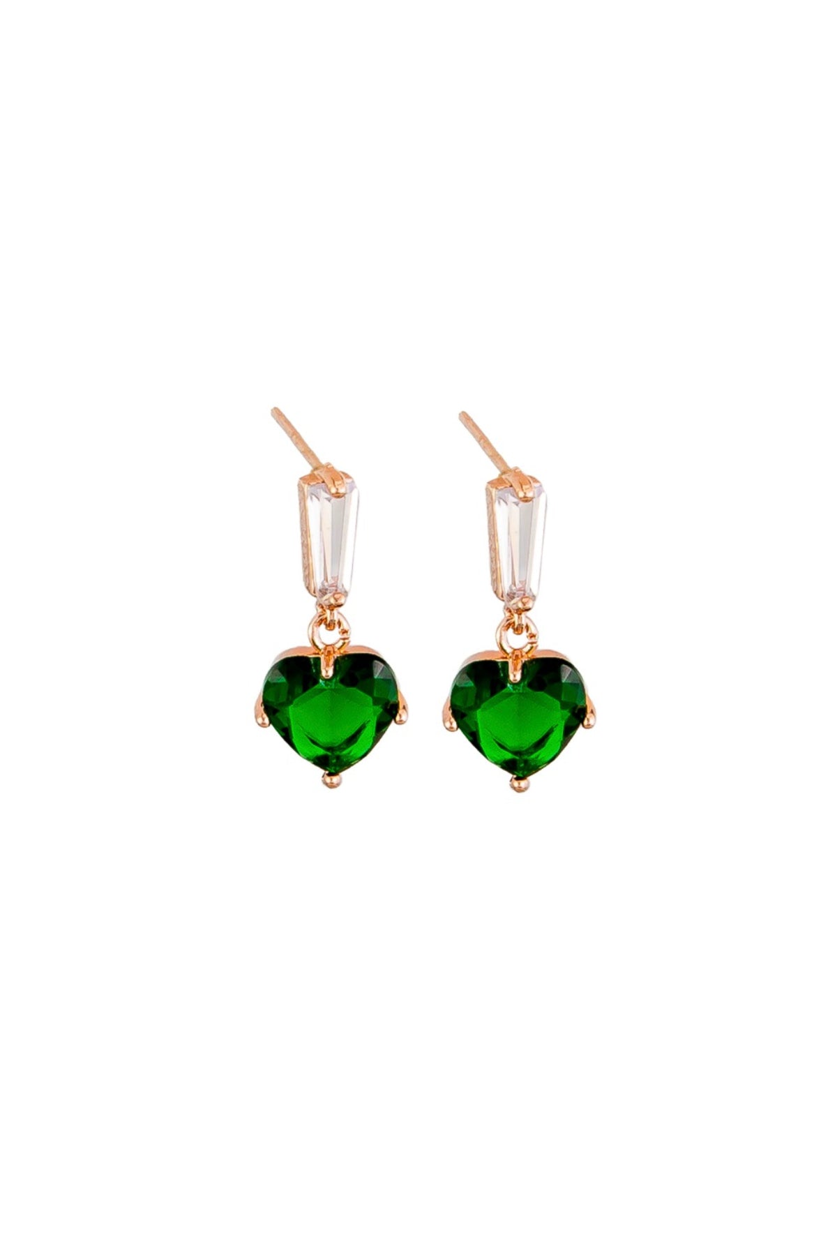 Emerald Crystal Amora Heart Earring
