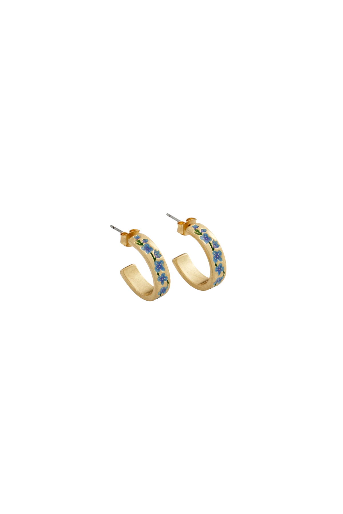 Blue Forget Me Not Hoop Earrings