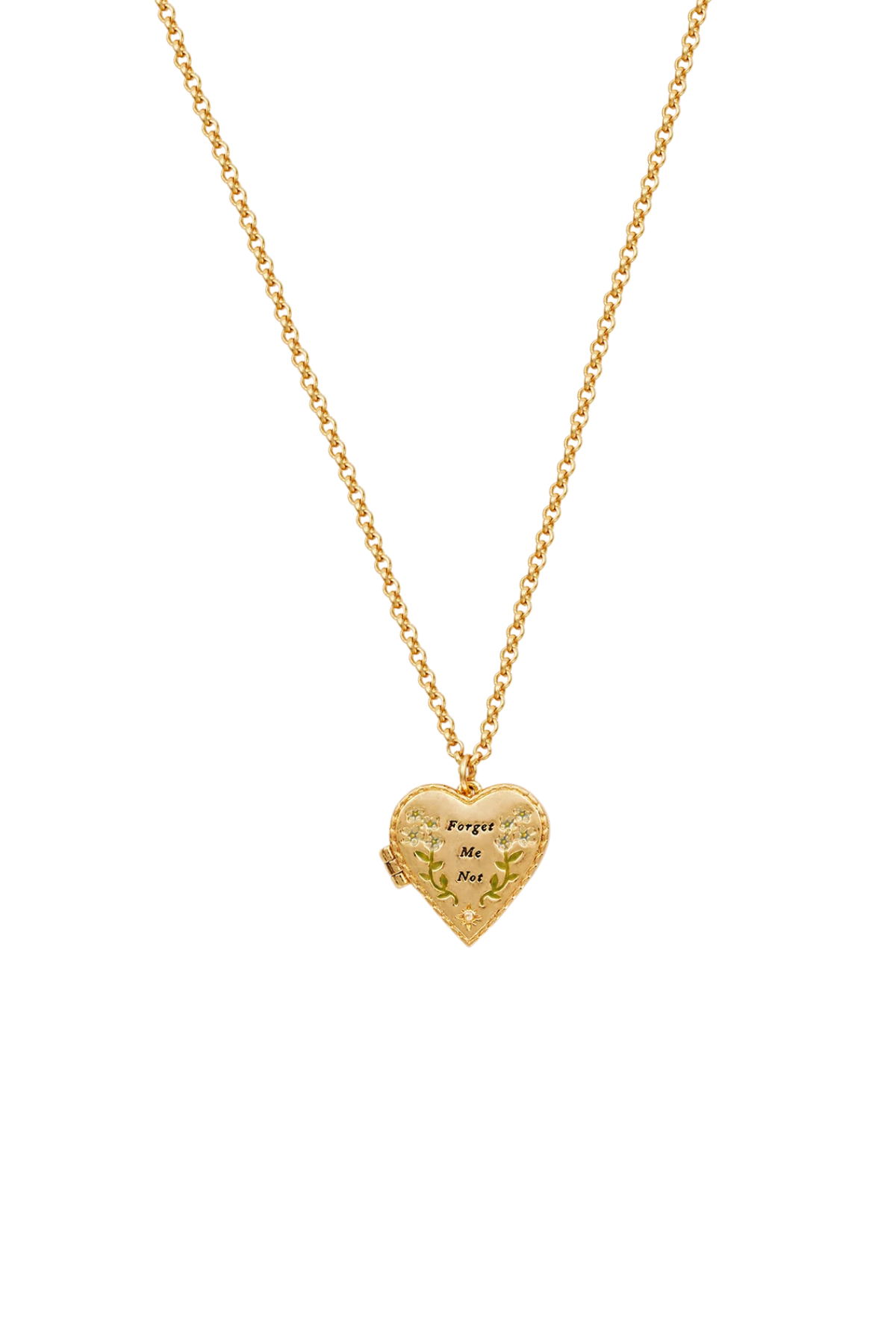 Floral Heart Gold Locket Necklace